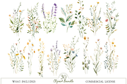 Watercolor Wildflower Clipart Bundle, an Illustration by MockupWizard (Thumbnail 2 of 5)