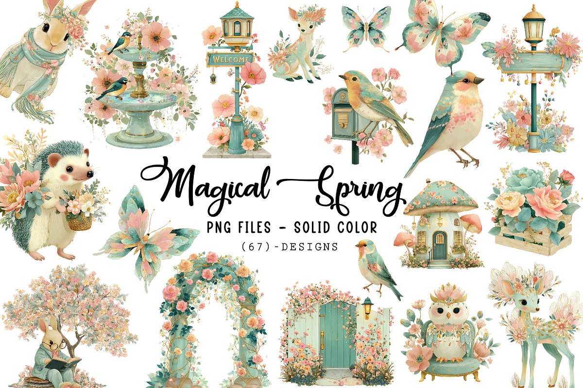Magical Spring Garden Clipart, an Illustration by CreationArt (Photo 1 of 5)