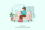 Happy Woman Holding Phone, a Person Illustration by Partikusi Design (Thumbnail 2 of 3)