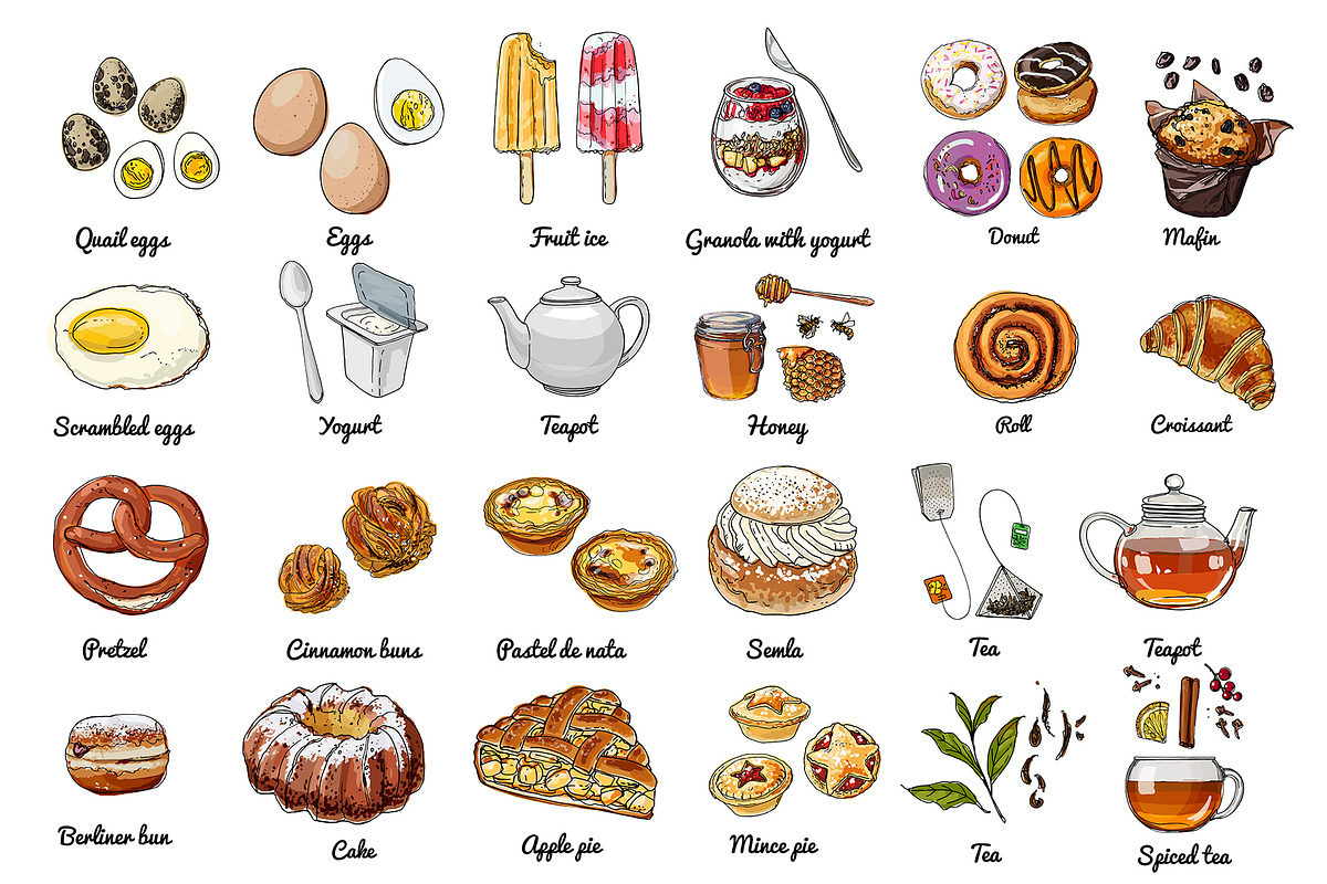 Vector food: vegetables and fruits, a Food Illustration by irina.vaneeva (Photo 13 of 16)