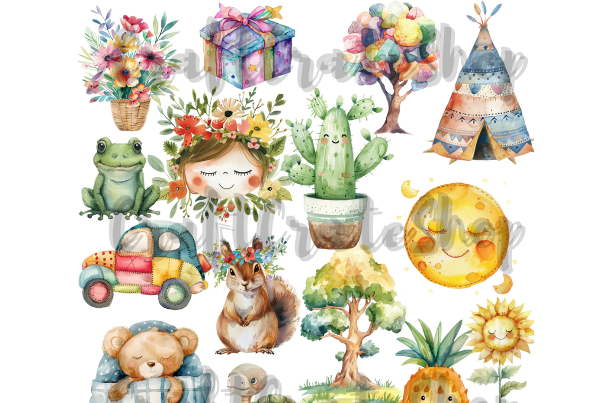 Watercolor Boho Baby Clipart, an Illustration by CraftCrateShop (Photo 6 of 7)