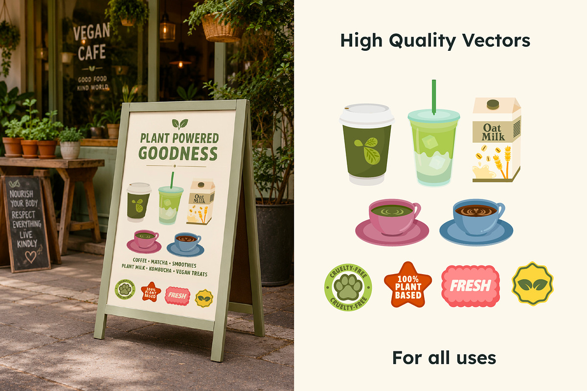 Vegan Cafe Illustrations, a Food Illustration by ThePixelLibrary (Photo 7 of 8)