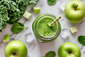 Refreshing green smoothie with kale and apple, a Food & Drink Photo by AlyaAnd