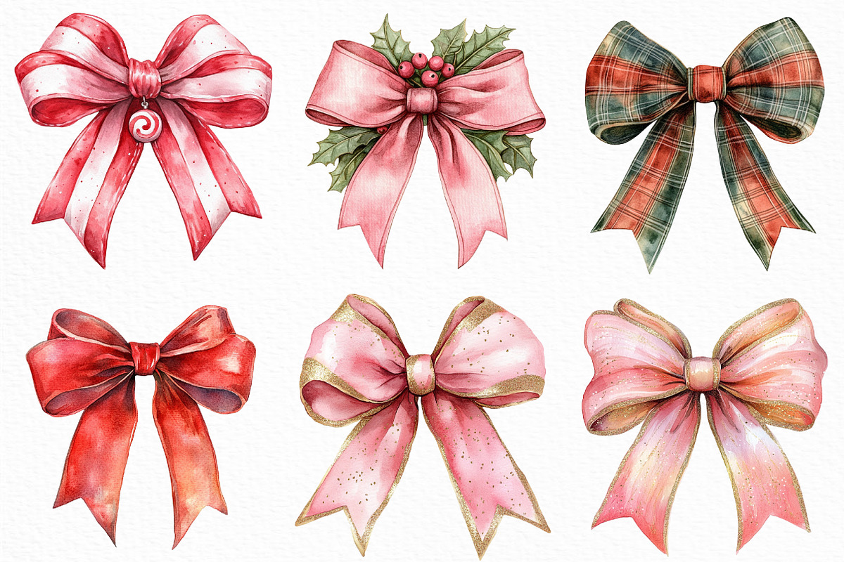 Watercolor Christmas Bow Sublimation, an Illustration by Craft Nest (Photo 4 of 6)