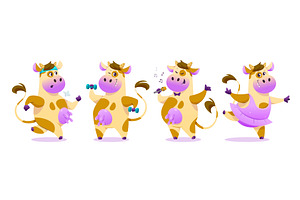 Cute cartoon cow mascot character, an Animal Illustration by art PVP - market