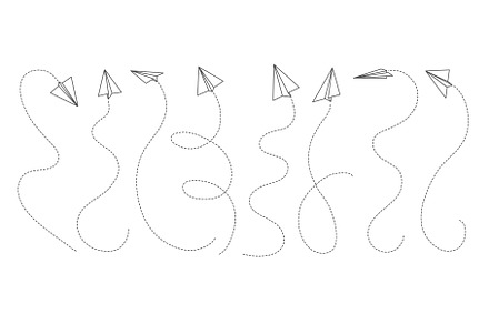 Paper airplane and plane lines, an Illustration by Vector Tradition