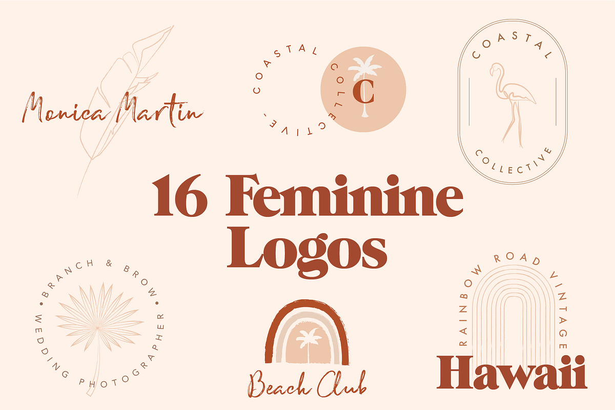 16 Feminine Logo Templates, a Branding & Logo Template by ParadiseStore (Photo 1 of 7)