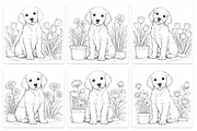 Flower Dog Coloring Pages for Adult, a Pattern Graphic by S Graphic Studio (Thumbnail 3 of 3)