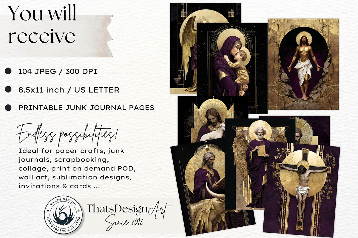 Christian Religious Digital Papers, a Person Illustration by ThatsDesignArt (Photo 2 of 10)