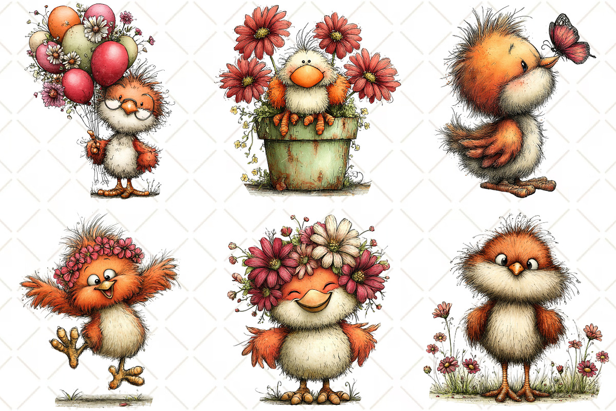 Whimsical Spring Chick Clipart, an Illustration by Black Bird Studio (Photo 3 of 5)