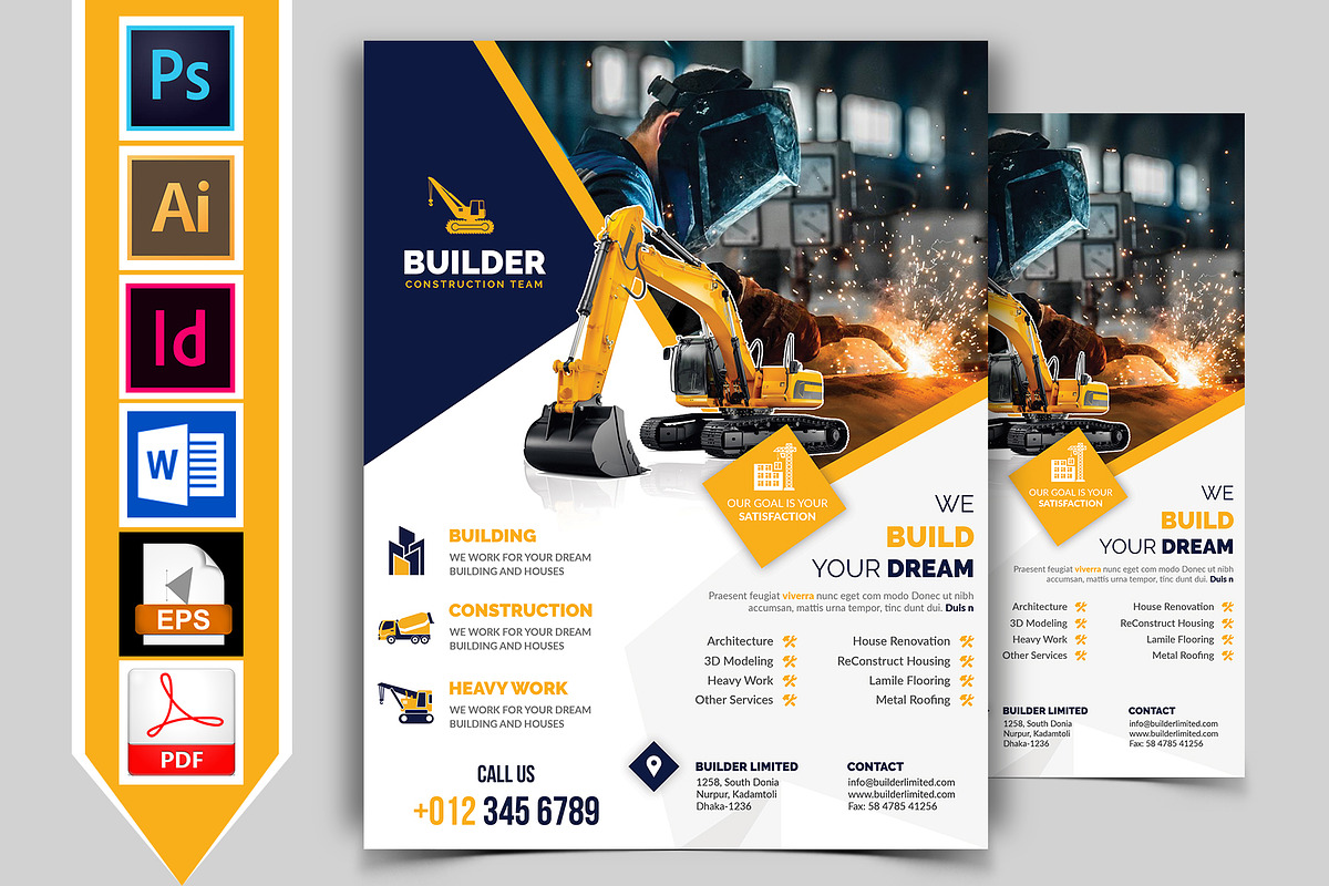 10 Construction Flyer Bundle 90% OFF, a Flyer Template by Imagine Design Studio (Photo 3 of 22)