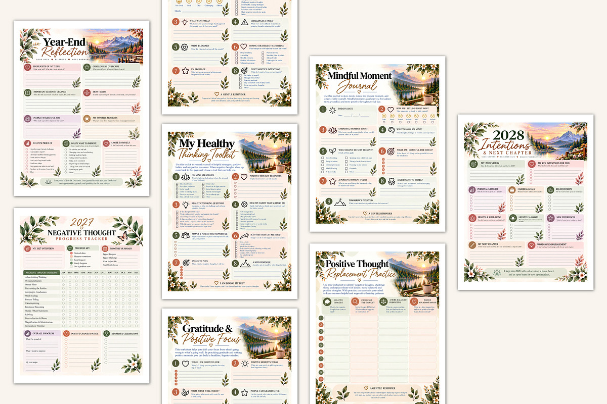 2027 Negative Thought Challenge, a Stationery Template by Designmela01