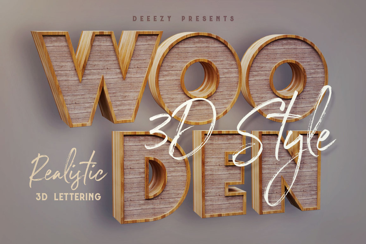 Wooden – 3D Lettering, a Graphic by Deeezy (Photo 1 of 5)