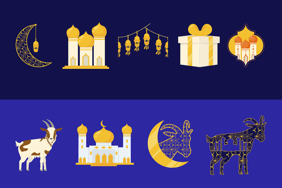 Eid al-Adha Festival Icons Set