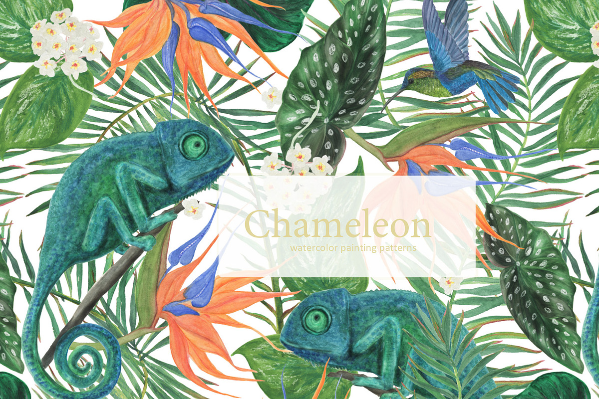 Chameleon - watercolor collection, a Pattern Graphic by ramika (Photo 1 of 6)