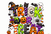 Trick or Treat Halloween PNG,, a Seasonal Illustration by Coco Bloom (Thumbnail 1 of 3)