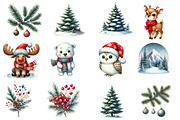 Watercolor Woodland Christmas Clipar, an Illustration by Designworld (Thumbnail 3 of 5)