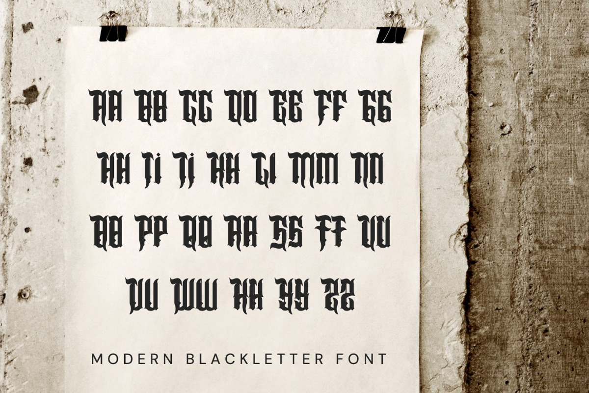 Angelo Thrufh - Modern Blackletter, a Blackletter Font by Dhabee (Photo 2 of 15)