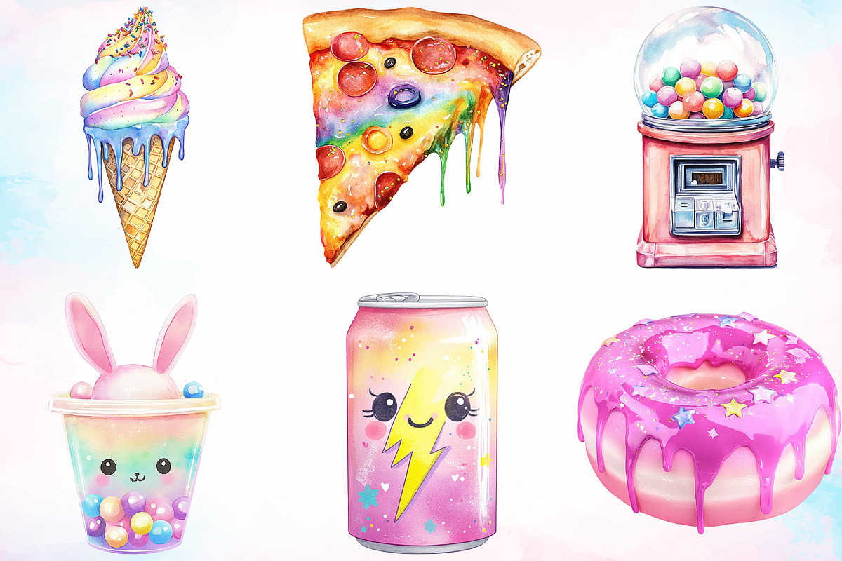 Watercolor Junk Food Clipart Bundle, a Food Illustration by Canvas Craft (Photo 2 of 3)