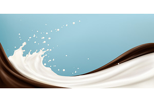 Chocolate with milk splash wave, a Food Illustration by art PVP - market