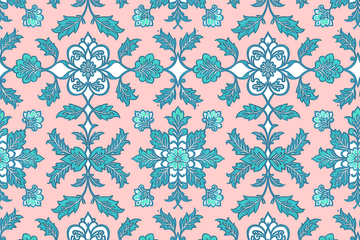 Vintage Teal Blue and Pink Delicate, a Pattern Graphic by Sharon Schwalbe (Photo 1 of 2)