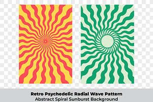 Retro Psychedelic Radial Wave Patter, a Pattern Graphic by Unique Design Team