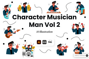 Character Musician Man Vol 2, a Person Illustration by SLAB! Design
