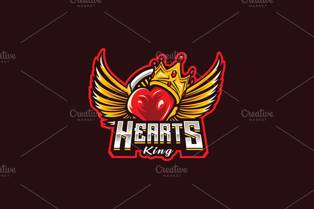 Crown Heart Mascot logo Template, a Branding & Logo Template by HasnainGFX (Photo 3 of 3)