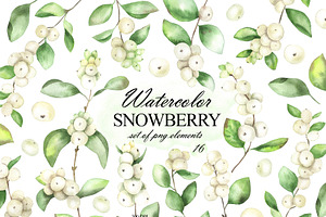Watercolor snowberry clipart, an Illustration by OlDm_Shop