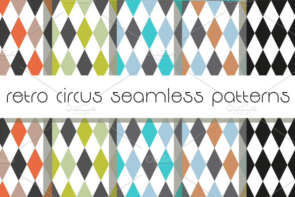 Retro Circus Seamless Patterns., a Decorative Illustration by WINS Doodle shop (Photo 1 of 4)
