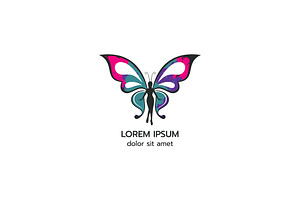 Beauty flying women butterfly logo