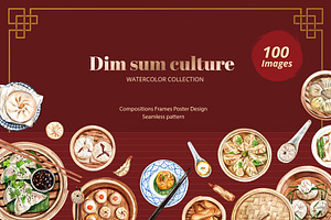 Dimsum Watercolor Illustration Set