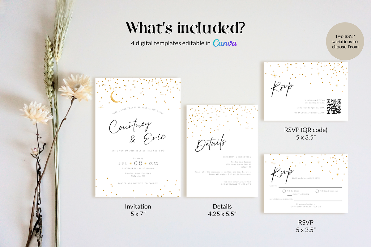 Starry Wedding Invitation Template, an Invitation Template by Cottontail Paper Shop (Photo 4 of 7)