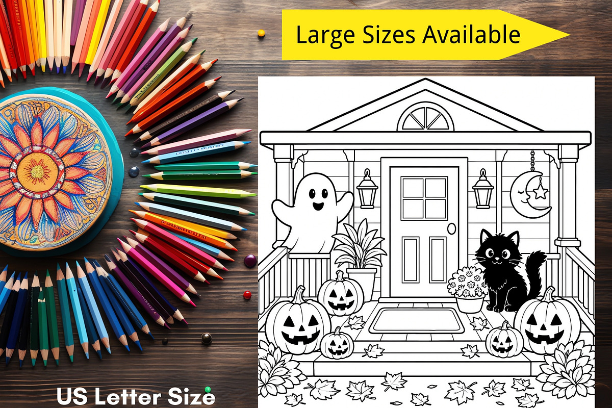 80 Cute Spooky Coloring Pages Bundle, a Brochure Template by LA Design (Photo 8 of 10)