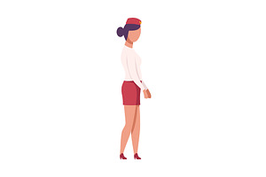 Stewardess in Red Uniform, a Person Illustration by TopVectors