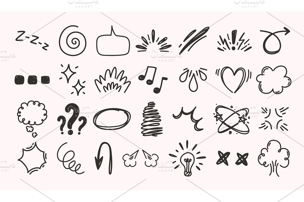 Manga expression symbols. Hand drawn, an Object Illustration by winwin.art
