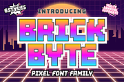 Brick Byte - square-cut display font, a Sans Serif Font by Brown Cupple (Thumbnail 1 of 12)