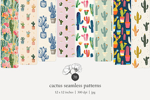 70 cactus seamless pattern, a Pattern Graphic by Poppy Lane Studio