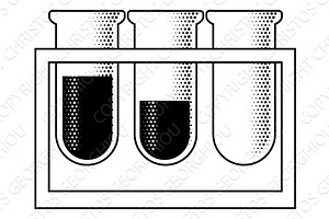 Test Tubes Beaker Flask Rack Retro, an Illustration by Christos Georghiou