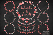 Coral and Grey Vector Flower Wreaths, an Illustration by Amanda Ilkov (Thumbnail 2 of 3)