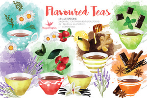 FLAVOURED TEA WATERCOLORS, a Food Illustration by Winged Graphics