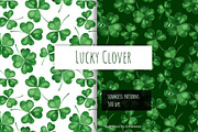 Watercolor Lucky Clover Pattern, a Decorative Illustration by Gribanessa (Thumbnail 1 of 4)