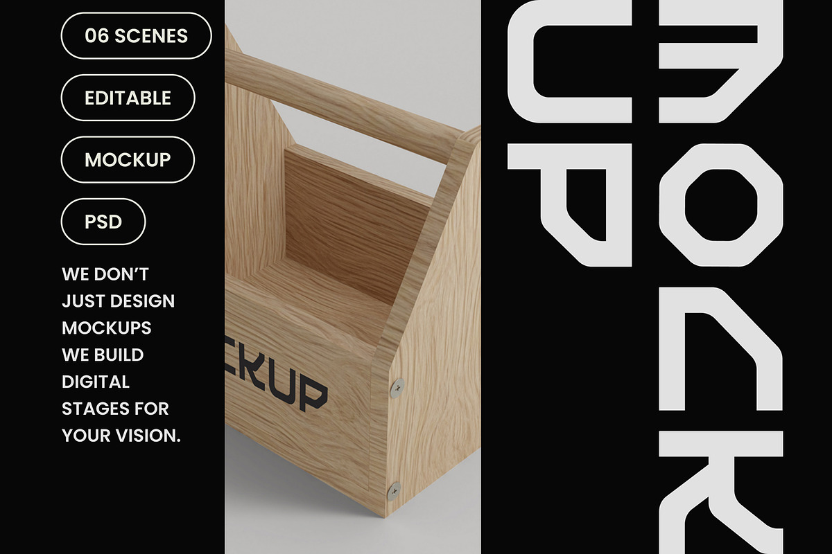 Wooden Toolbox Mockup, a Household Mockup by hiddemaru (Photo 4 of 4)