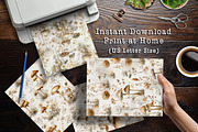 Neutral Mushroom Botanical Scrapbook, a Background Graphic by V Design Creator (Thumbnail 3 of 11)