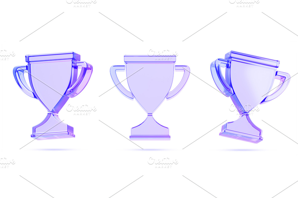 3d crystal holographic trophy set, a Sport Illustration by Marozhkastudio