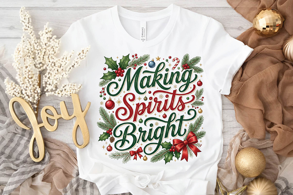 Making Spirits Bright Christmas PNG, a Seasonal Illustration by DreamPrint404 (Photo 3 of 6)