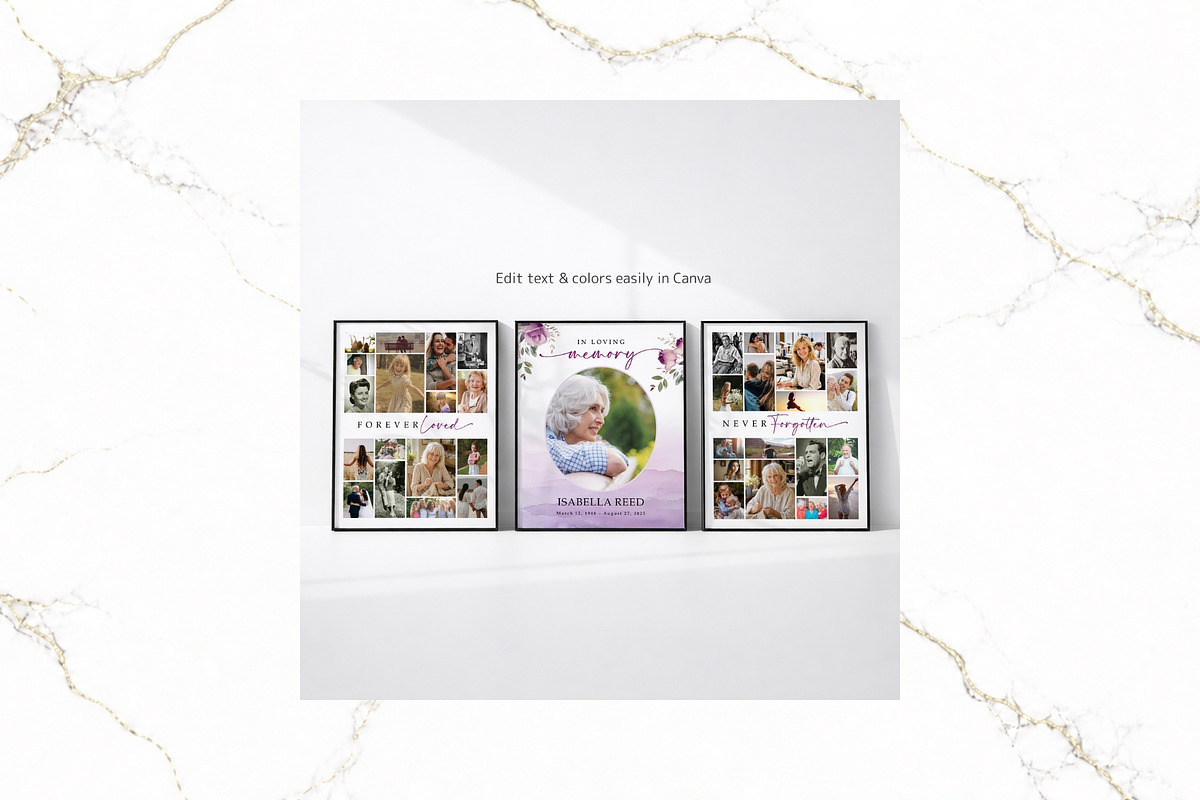 3 Panel Funeral Collage Canva FR009, a Poster Template by TyphoonStudio (Photo 7 of 9)