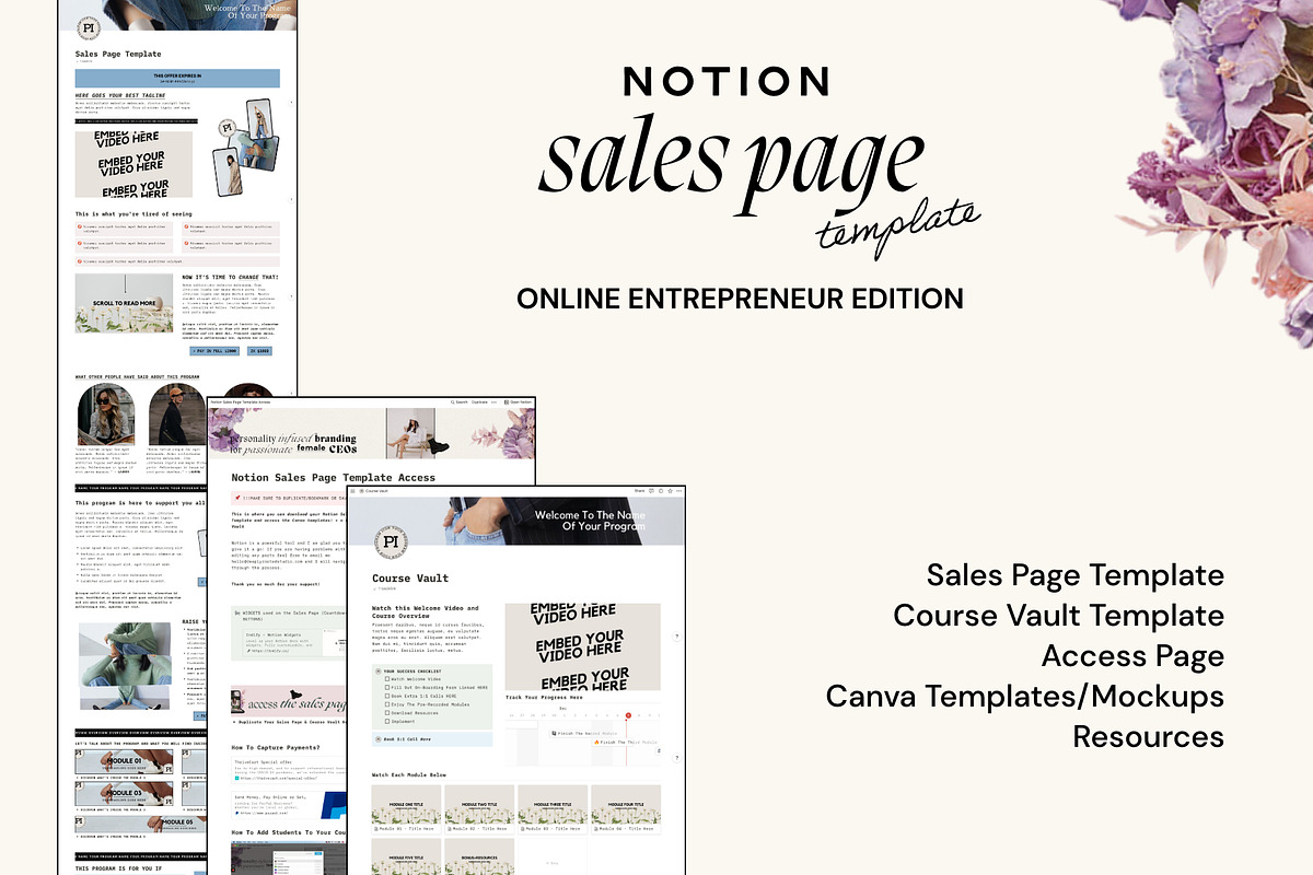 Notion Sales Page Template, a Templates & Theme by Deeply Rooted Studio (Photo 1 of 7)