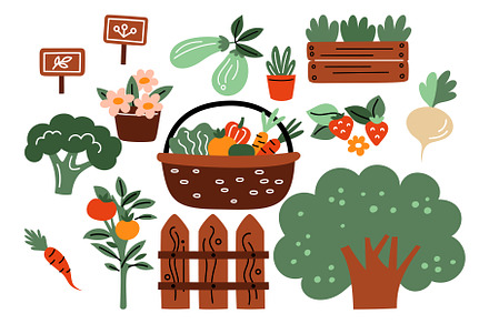 Garden plants. Vegetable gardening, a Food Illustration by Vectorbuum