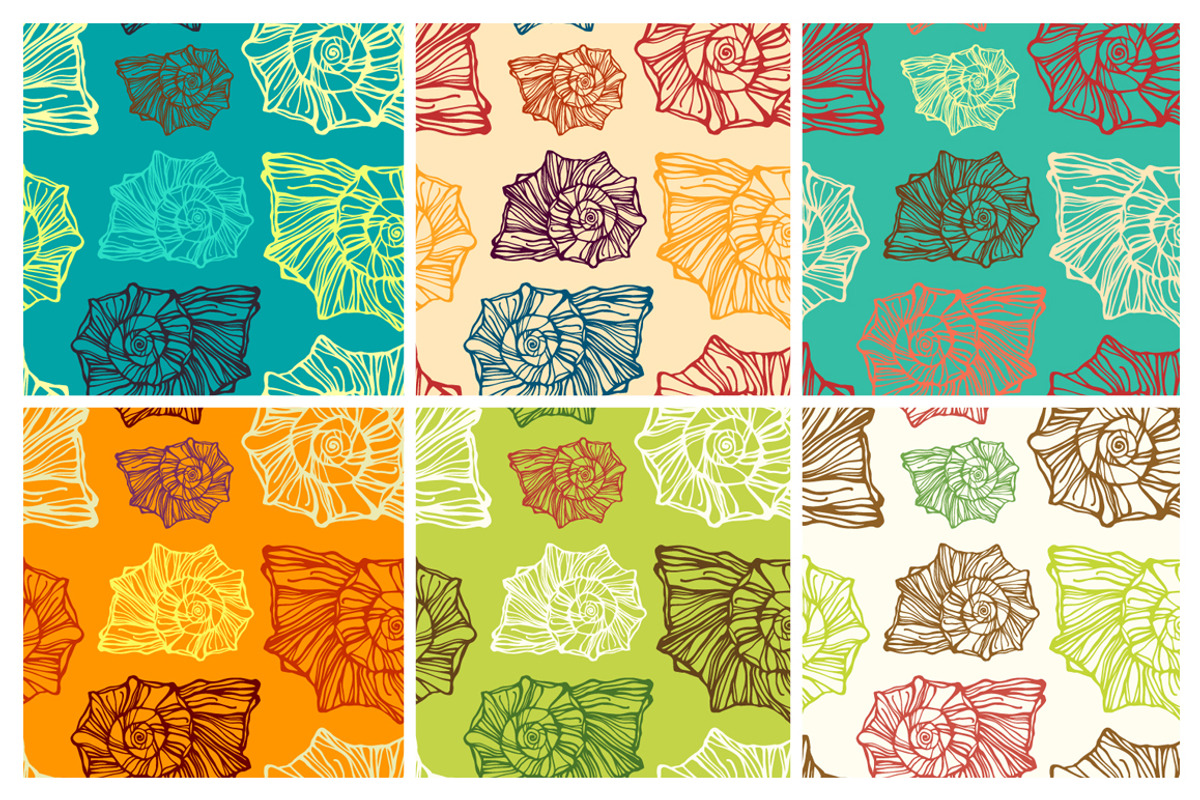 22 Seashells seamless patterns set, a Pattern Graphic by IreneArt illustrations (Photo 5 of 5)